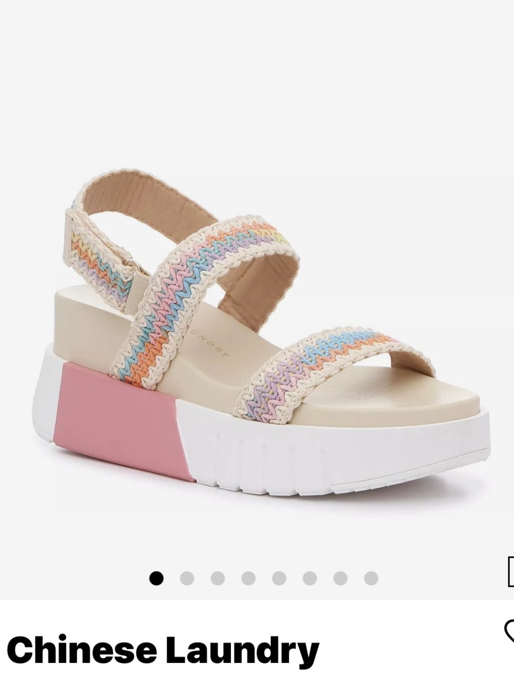 Chinese Laundry Everly Crochet 
platform Sandals Pastel Woven Stretchy Straps